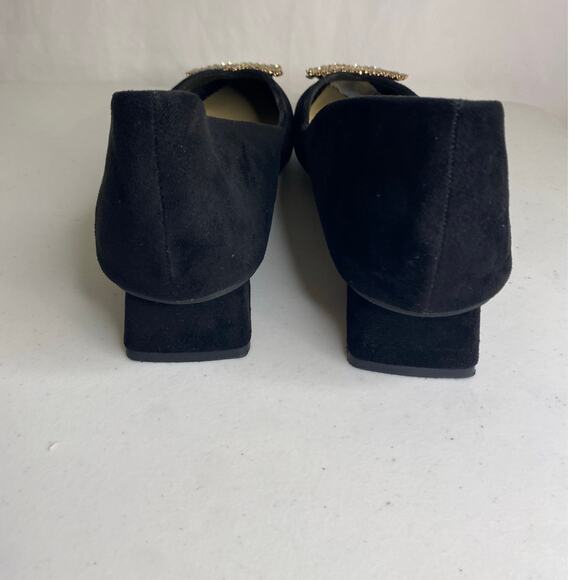 NEW C. Paravano Black Pointy Toe Low Heels Dress Pumps Rhinestone Buckle 42 11 - Picture 4 of 14